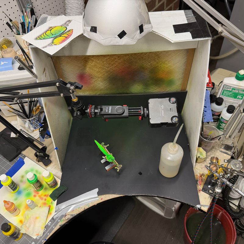 The airbrush booth at the ABEco bench